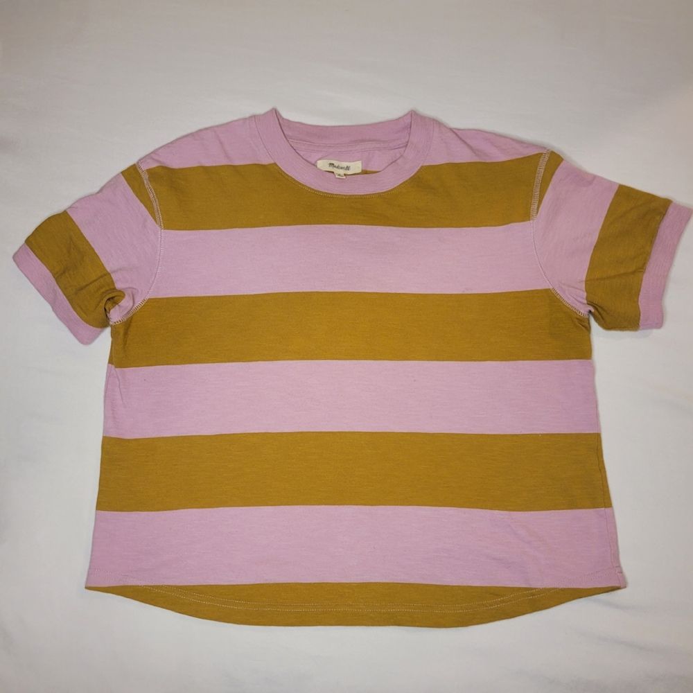 Madewell Kids Pink and Tan Striped Tee